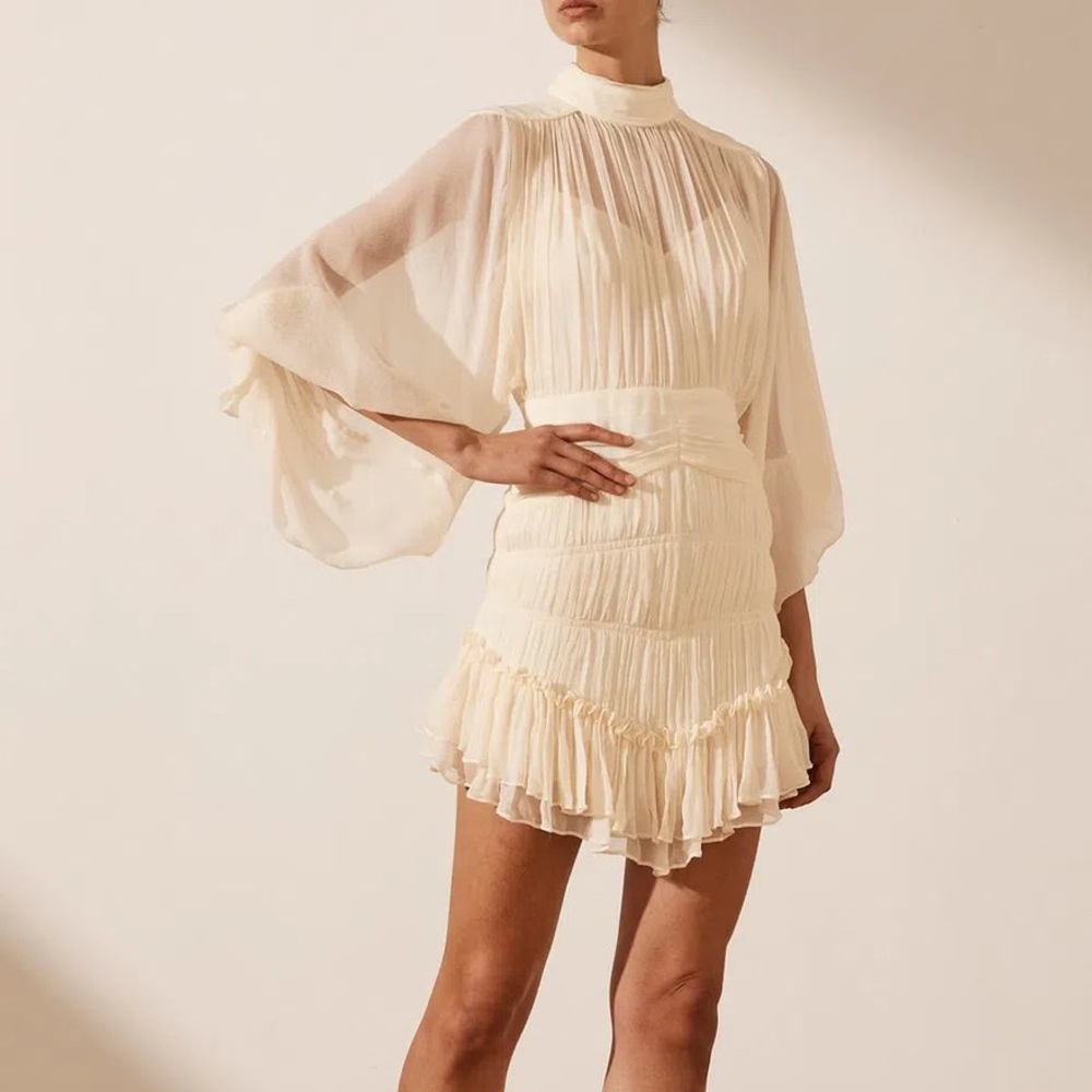 Shona Joy Victoria Long Sleeve Ruched Mini Dress